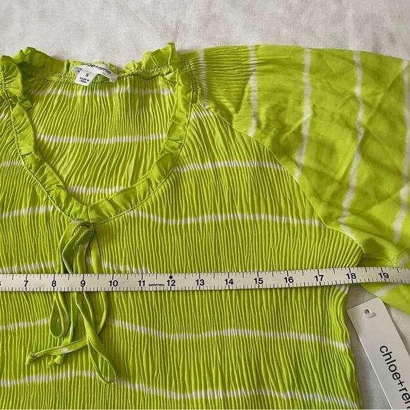 NEW Chloe + Rene Small Bright Green Stripe Dress Sundress ~ Beach Summer Casual - Picture 7 of 10